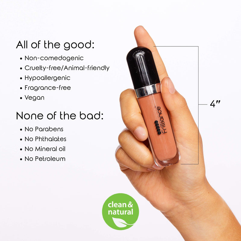 Frilliance Moisturizing Natural Lip Gloss, Neutral Bliss Color, Vegan Cruelty Free Hypoallergenic for Teens of All Skin Types, 8 ml / .28 fl oz Frilliance