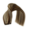 Blonde Highlights Human Hair Bundles Brown to Bleached Blonde Sew in Hair Weft Extensions Straight Real Hair Weave Extensions 18 Inch Double Hand Tied Weft Hair 100 Gram for Women Ubetta Store