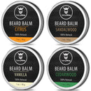 Scented Beard Balm for Men - Variety 4 Pack with Natural Vanilla, Sandalwood, Citrus & Cedarwood Sampler Scents - Styles & Conditions with Organic Shea Butter, Argan & Jojoba Oils - Striking Viking Striking Viking