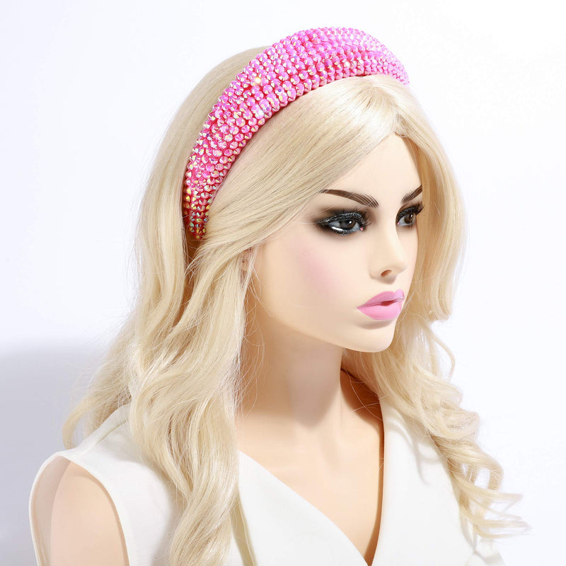 SP SOPHIA COLLECTION Women's Sparkling Crystal Padded Rhinestone Wide Bejeweled Hair Headband Party Hairband Hair Accessories in Hot Pink SP Sophia Collection