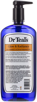 Body Wash with Pure Epsom Salt, Glow & Radiance, Vitamin C & Citrus Essential Oils Teal's, 24 fl oz Dr Teal's