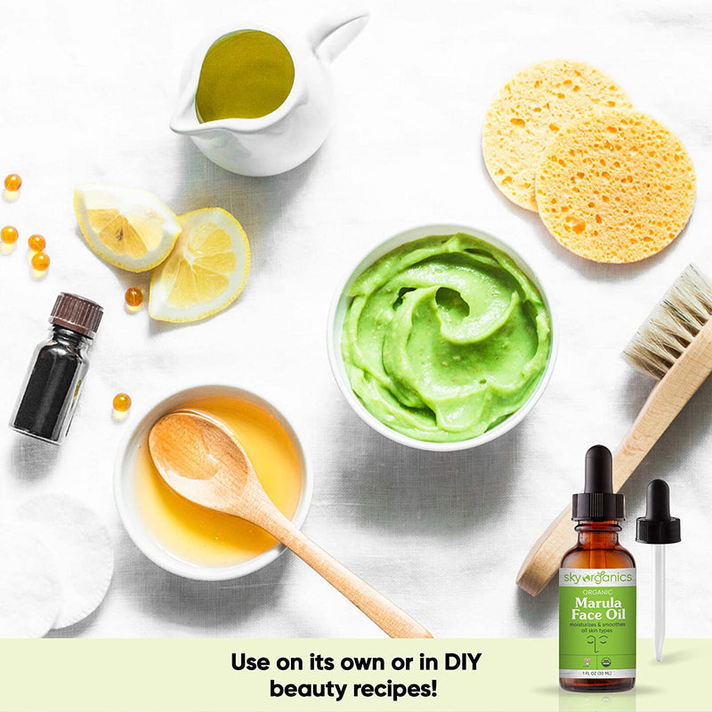 Organic Marula Oil by Sky Organics (1 oz) Cold-pressed USDA Organic 100% Pure Unrefined Marula Oil for Skin and Hair Natural Marula Face Oil Moisturizing Beauty Oil for All Skin Types Sky Organics