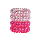 Kitsch Spiral Hair Ties, Coil Hair Ties, Phone Cord Hair Ties, Hair Coils - 4 Pcs, Metallic Pink Crush Kitsch