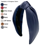 Blue Headband is Classy. Leather Knotted Headband for Women is a Navy Blue Faux Leather headband Women . Knot Headbands for women are Soft. Comfortable Fashion Headbands for Women YETASI