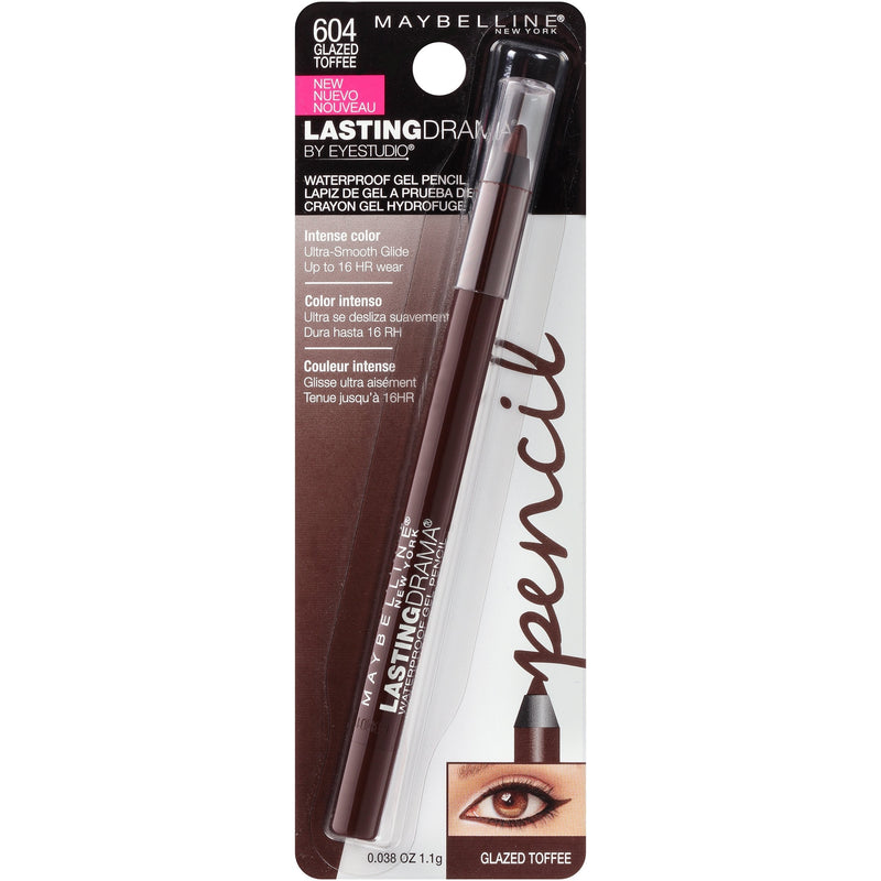Maybelline New York Eyestudio Lasting Drama Waterproof Gel Eye Pencil, Glazed Toffee, 0.38 Ounce Maybelline New York