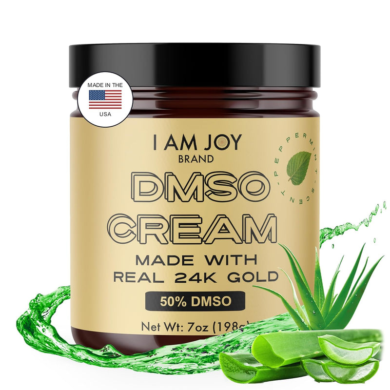 DMSO Cream with Real 24K Colloidal Gold | Promotes Mobility and Joint Comfort | 99.99% Pure Pharmaceutical Grade | Made with Aloe Vera Gel and Shea Butter | Peppermint Scent – 7oz Glass Jar Infinity Warehouse