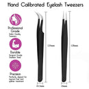 SIVOTE Lash Tweezers for Eyelash Extensions, Hand Calibrated Straight & Curved Tip, Pack of 2, Black SIVOTE