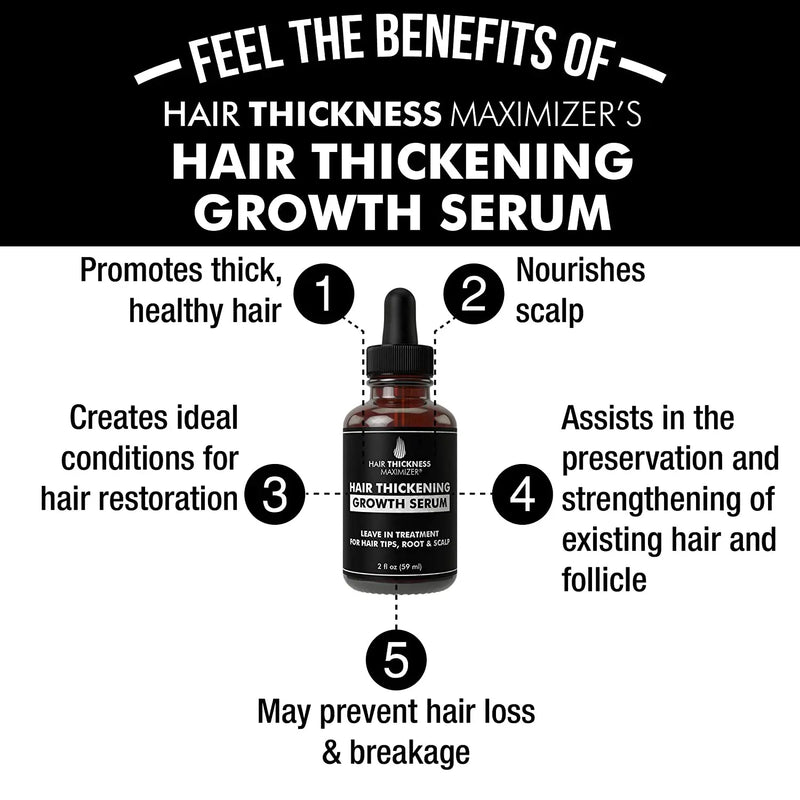 Hair Growth Serum - Hair Loss Prevention Treatment by Hair Thickness Maximizer. Best Natural Oils For Thinning Hair. Replenish Hair Follicles for Men, Women. Thickening Leave In Conditioner Serum 2oz Hair Thickness Maximizer Store
