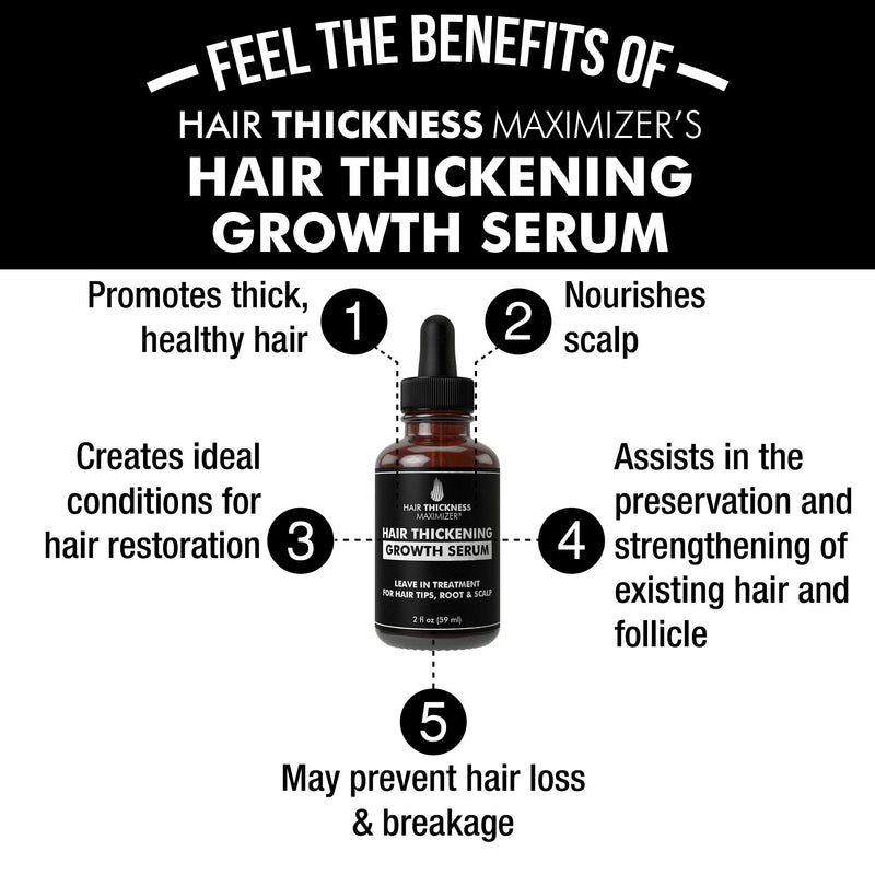 Hair Growth Serum - Hair Loss Prevention Treatment by Hair Thickness Maximizer. Best Natural Oils For Thinning Hair. Replenish Hair Follicles for Men, Women. Thickening Leave In Conditioner Serum 2oz Hair Thickness Maximizer
