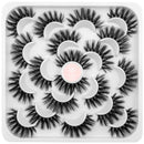 DYSILK 10 pairs 6D Mink Eyelashes Faux Mixed Volume Wispy Fluffy False Eyelashes Natural Look Eyelashes Makeup Long Dramatic Fake Eyelashes Pack Soft Thick Cross Reusable Lashes No Glue DYSILK