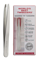 World's Best Tweezers Diamond Tip Tweezer - Diamond Coated Slant Tip Precision Eyebrow Tweezer, Facial & Ingrown Hair Remover - Perfectly Aligned - Grabs Hair From The Root - Stainless Steel Regine Switzerland