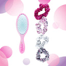 Disney Junior Minnie Mouse Hair Accessory 5 Pcs Set - 1 Large Minnie Mouse Hair Brush For Girls + 4 Minnie Scrunchies For Kids - Hair Accessories For Girls - Pink Detangling Brush - Elastic Hair Ties Ropes Scrunchie Luv Her