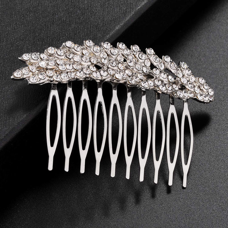 Lux Accessories Pave Crystal Leaf Branch Bridal Bride Bridesmaid Hair Comb LUX ACCESSORIES