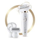 Braun Epilator Silk-épil 9 9-030 with Flexible Head, Facial Hair Removal for Women and Men, Shaver & Trimmer, Cordless, Rechargeable, Wet & Dry, Beauty Kit with Body Massage Pad Braun