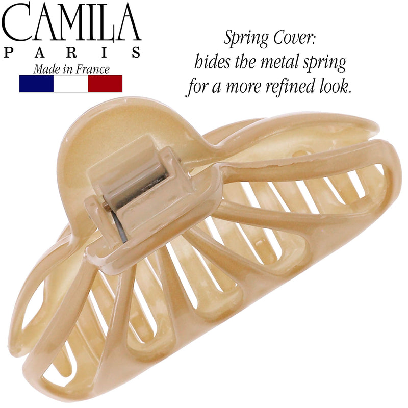 Camila Paris CP3082 French Hair Clips for Women for Thick Volume Hair, Beige, Girls Hair Claw Clips Jaw Fashion Durable and Styling Hair Accessories for Women, Strong Hold No Slip Grip, Made in France Camila
