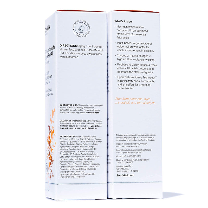 SeroVital Beauty Smooth and Supple Skincare Bundle – SuddenlySmooth Gentle RetinAll + DeepMoisture Recovery Whip – Retinol-Compound Reduces the Look of Wrinkles – Moisturizer for Age Defense Serovital