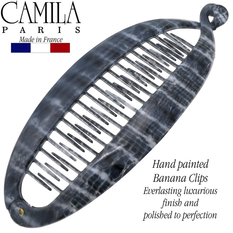 Camila Paris CP3100 7 inch French Banana Clip Hair Comb Classic Girls Updo Flexible Ponytail Holder Interlocking Banana Combs, Fashion Durable Styling Hair Accessories for Women, Made in France Camila