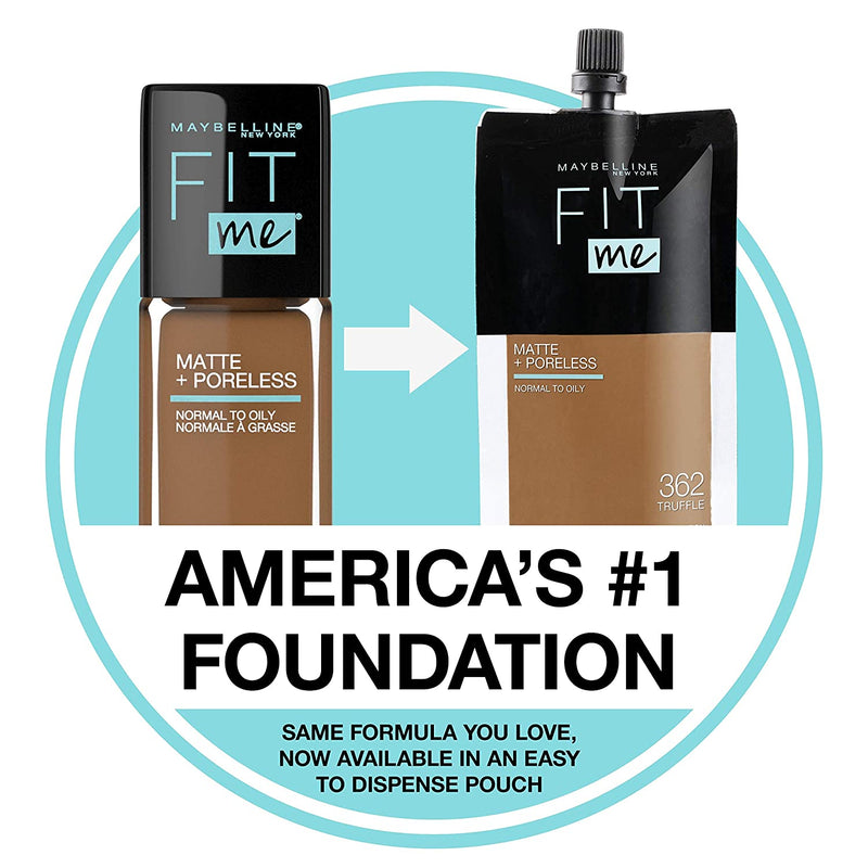 Maybelline Fit Me Matte + Poreless Liquid Foundation, Face Makeup, Mess-Free No Waste Pouch Format, Normal To Oily Skin Types, 128 Warm Nude, 1.3 Fl Oz Maybelline New York