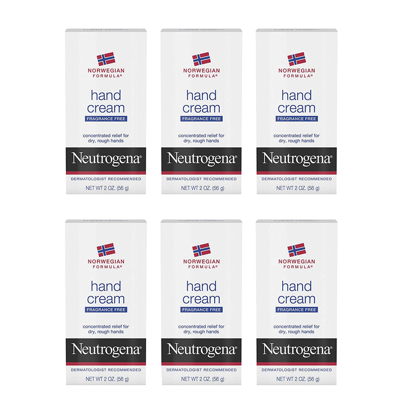 Neutrogena Norwegian Formula Moisturizing Hand Cream Formulated with Glycerin for Dry, Rough Hands, Fragrance-Free Intensive Hand Lotion, 2 oz, Pack of 6 Neutrogena
