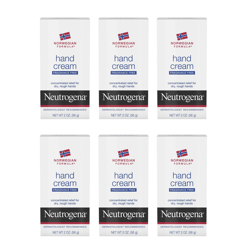 Neutrogena Norwegian Formula Moisturizing Hand Cream Formulated with Glycerin for Dry, Rough Hands, Fragrance-Free Intensive Hand Lotion, 2 oz, Pack of 6 Neutrogena