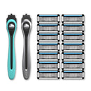 Made For You by BIC Shaving Gift Set for Every Body - Men & Women, 2 Handles with 14 Cartridge Refills – 5-Blade Razors, Nickel & Teal, Kit Made For You Store