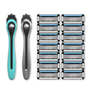 Made For You by BIC Shaving Gift Set for Every Body - Men & Women, 2 Handles with 14 Cartridge Refills – 5-Blade Razors, Nickel & Teal, Kit Made For You