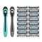 Made For You by BIC Shaving Gift Set for Every Body - Men & Women, 2 Handles with 14 Cartridge Refills – 5-Blade Razors, Nickel & Teal, Kit Made For You