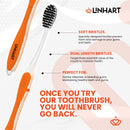 LINHART Extra Soft Toothbrush – Teeth Whitening Toothbrush with Multi Length Bristles, White with Black Bristles, 1 Pack LINHART