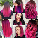 MEckily 22 inch Colored Hair Extensions Party Highlights, Straight Hairpiece Clip in Synthetic Hair Extensions for Kids Girls(10 Pcs Pink) MEckily