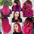 MEckily 22 inch Colored Hair Extensions Party Highlights, Straight Hairpiece Clip in Synthetic Hair Extensions for Kids Girls(10 Pcs Pink) MEckily
