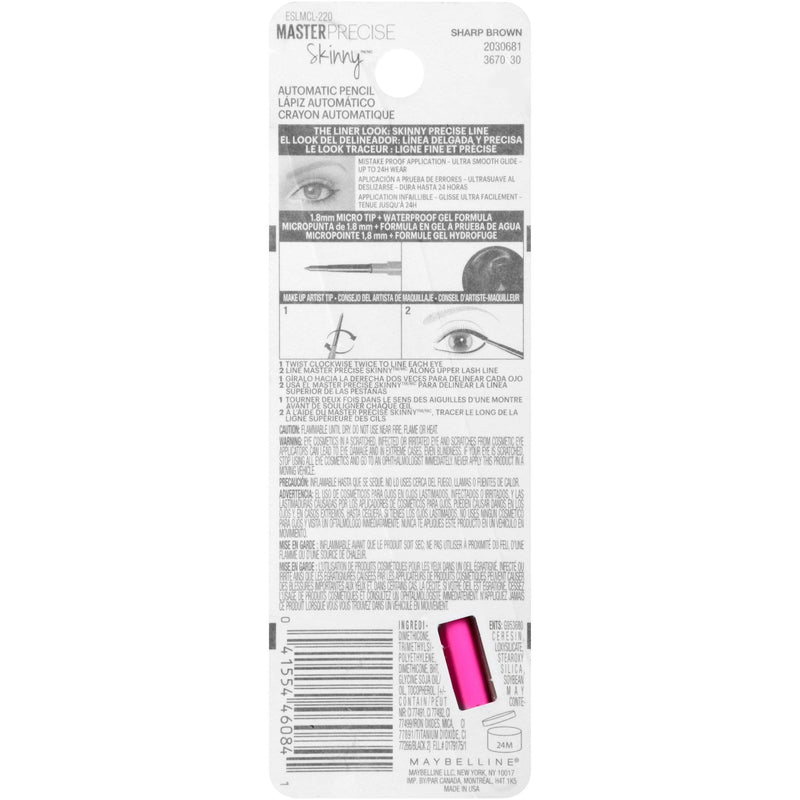 Maybelline New York Master Precise Skinny Gel Eyeliner Pencil, Sharp Brown, 0.0035 Ounce Maybelline New York