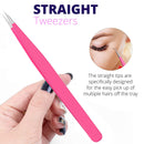 SIVOTE Lash Tweezers, Pack of 3 Stainless Steel Tweezers for Eyelash Extensions | Straight, Curved Tip and Volume | False Lash Application Tools Set- Pink SIVOTE Store