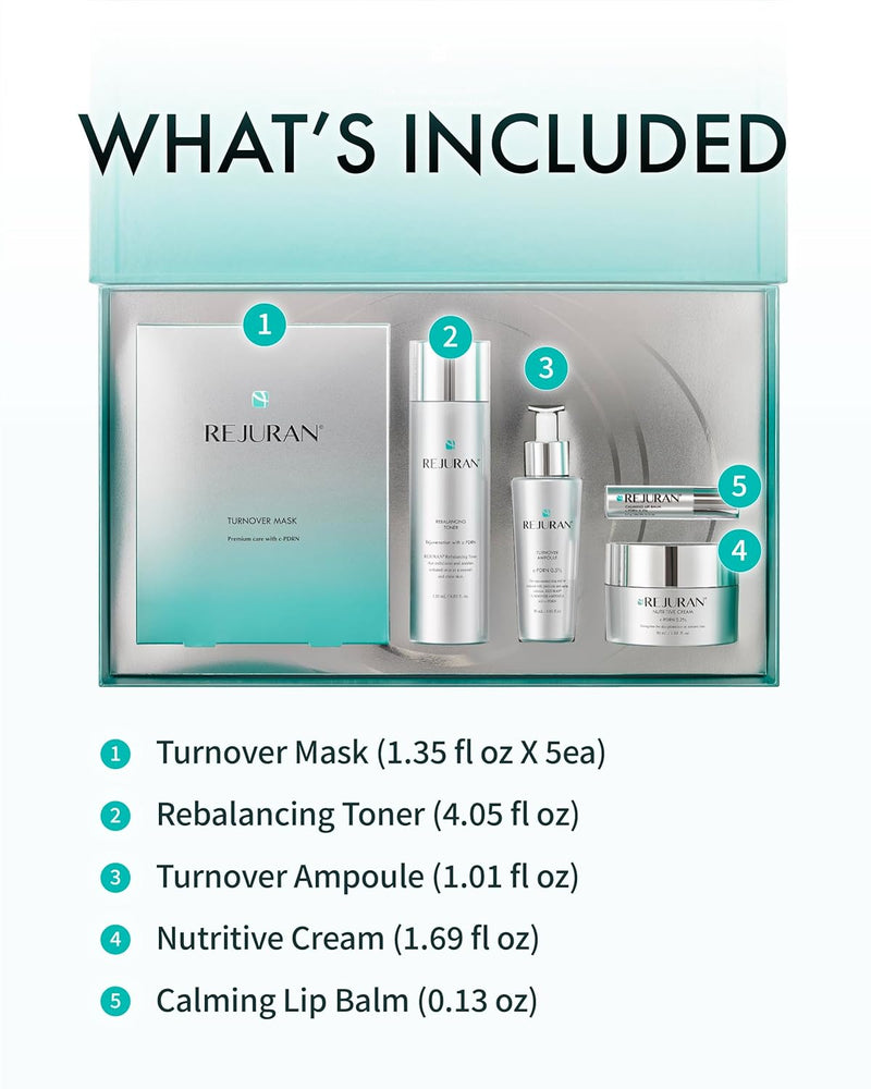 REJURAN® Total Aesthetic Skincare Set, c-PDRN® - Salmon DNA Rejuvenating Daily Skincare Kit for Anti-Aging, Firming & Deep Hydration. Gift Set for Radiant, Youthful Glass Skin. Korean Skincare. Infinity Warehouse