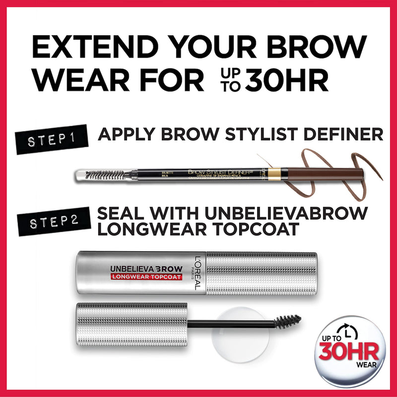L'Oreal Paris Makeup Brow Definer Waterproof Eyebrow Pencil, Ultra-Fine Mechanical Pencil, Draws Tiny Brow Hairs and Fills in Sparse Areas and Gaps, Soft Black, 0.003 Ounce (Pack of 1) L'Oreal Paris