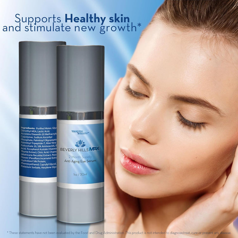 Beverly Hills Max Serum - 2 Month Supply - Anti Aging Eye Serum - Help Revive Tired Skin with Alpha Hydroxy Acids, Vitamin E, Aloe, & Vitamin C - Treatment for Dark Circles, Wrinkles, & Under Eye Bags Infinity Warehouse
