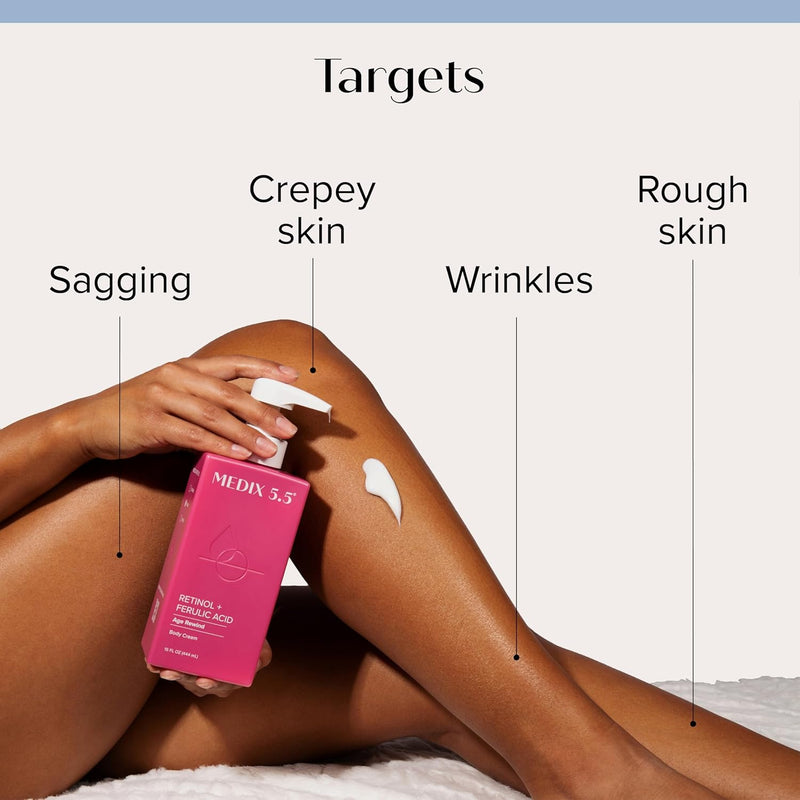 MEDIX Vitamin C Body Wash + Retinol Body Lotion Crepey Skin Moisturizer 2PC Set | Anti Aging Retinol Body Cream + Gel Body Cleanser Skincare Set For Women, Men, & Firmer Looking Skin, 2PC Infinity Warehouse