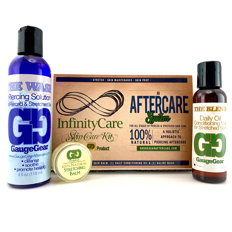 Gauge Gear Premium Stretched Ear Care Kit | Piercing Aftercare and Stretched Skin Care | Stretching Balm, Daily Oil Gauge Gear