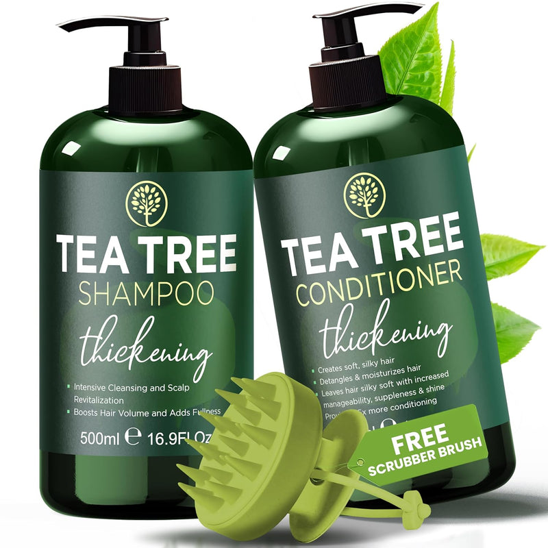 Tea Tree Shampoo & Conditioner Set | Thinning Hair Loss Treatments for Men and Women | Soothes Itchy Scalp & Dandruff | Boosts Hair Growth & Reduces Hair Loss | Sulfate & Paraben Free Infinity Warehouse
