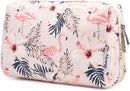 Large Makeup Bag Zipper Pouch Travel Cosmetic Organizer for Women and Girls (Large, Beige Flamingo) Narwey Store