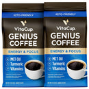 VitaCup Genius Ground Keto Coffee w/Turmeric, MCT Oil, B Vitamins, D3, Ground Coffee Medium Dark Roast, Bold & Smooth, 100% Arabica Coffee Grounds, 11 oz Infinity Warehouse