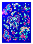 Temporary Tattoos – 1 Sheet Unicorns Design Body Paint Art Blacklight Reactive Light Festival Accessories Glow in the Dark Party Supplies | 7.2” x 5.2” Temp Great for EDM EDC Party Unicorn Rave Parties d'IRIS studio