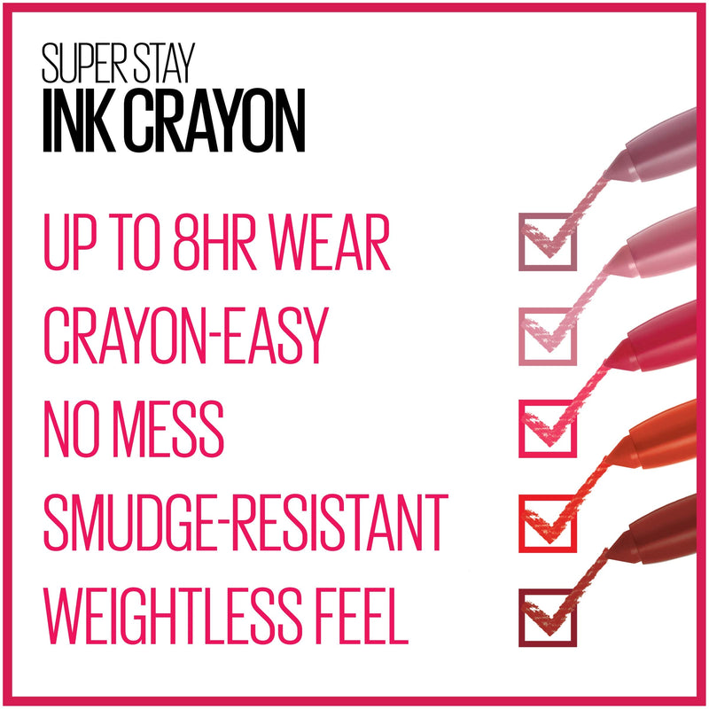 Maybelline SuperStay Ink Crayon Lipstick, Matte Longwear Lipstick Makeup, Stay Exceptional Maybelline New York