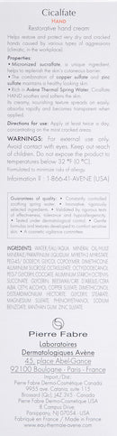 Eau Thermale Avene Cicalfate HANDS Hand Cream - Intense Nourishing Lotion for Dry Cracked Hands - 3.3 fl.oz. Eau Thermale Avène