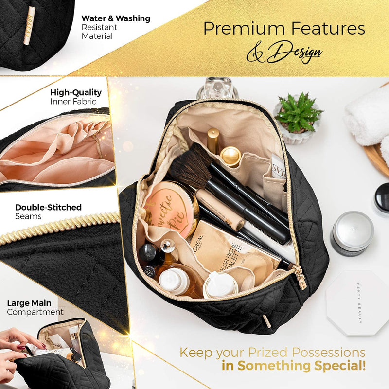 Large Cosmetic & Toiletry Bag, Zippered Makeup Pouch for Women & Girls, Travel Cute Organizer Suitable for Purse, Versatile Bag with Multiple Compartments for Makeup, Toiletries, Pencils, Accessories BOACAY Store