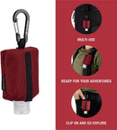 Travel Size Bottle Case and Carabiner Holder Carrier Bag - Portable Mini Waist Bag for Liquid Storage - Clip On Belt Loop, Backpack and Purse - Includes Empty Flip Cap 2 oz. Reusable Bottle (Red) 2nd Childhood Store