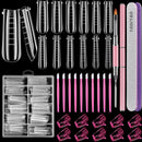 Dual Nail Forms Set,TsMADDTs 120 Pcs Clear Nail Extension Forms Coffin Nail Gel Forms with Nail Clips Nail Gel Brush Picker Nail Files Buffer Cuticle Pushers,Gel Nail Mold kit TsMADDTs