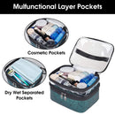 WANDF Double Layer Makeup Bag Large Cosmetic bag Clear Travel Cosmetic Case Toiletry Bag Water-resistant for Women Girl Camping College (Dark Green) WANDF Store