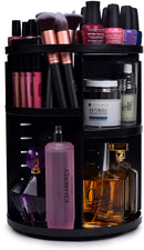 360 Rotating Makeup Organizer - Adjustable Shelf Height and Fully Rotatable. The Perfect Cosmetic Organizer for Bedroom Dresser or Vanity Countertop. (Black) Masirs