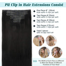 GOO GOO Remy Human Hair Extensions Seamless Clip in Hair Extensions 22 Inch Natural Black 150g 7pcs Thick Hair Extensions Clip in With PU Weft Full Head Natural Real Hair Extensions for Women GOO GOO