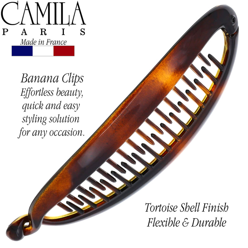 Camila Paris CP2 6 inch French Banana Clip Hair Comb Classic Girls Updo Flexible Ponytail Holder Interlocking Banana Combs, Large, Fashion Durable Styling Hair Accessories for Women, Made in France Camila